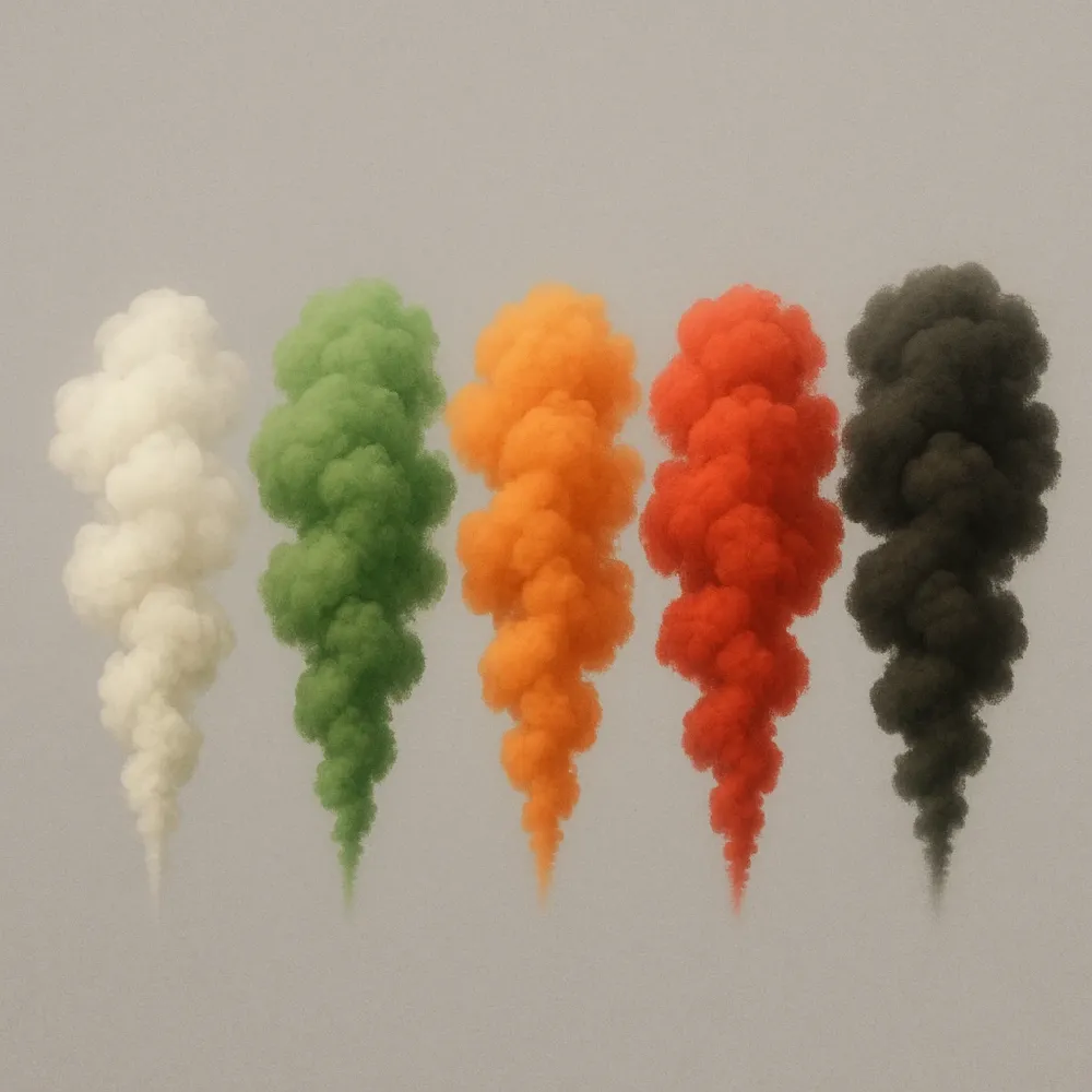 Airsoft plyny: white, green, orange, red, black - ilustrační obr